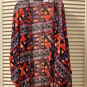 Chic geometric print kimono
